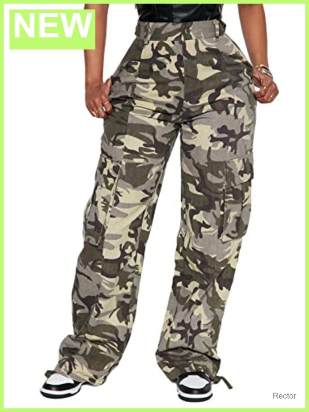 Women's Relaxed Fit High Waist Cargo Pants Straight Leg